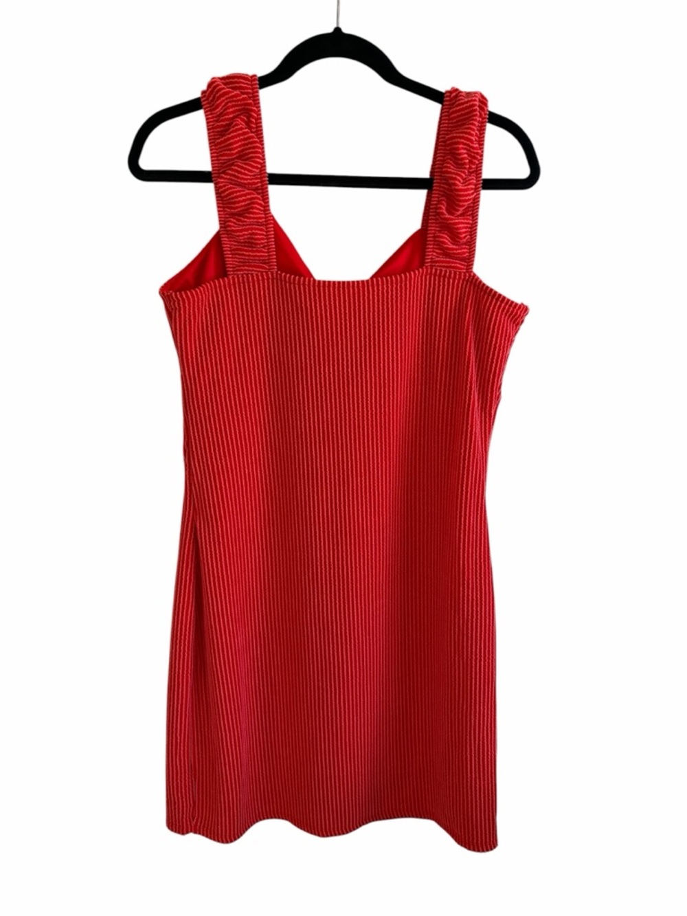 90’s Inspired Red Ribbed Tie-Front Mini Dress - Picture 2 of 6